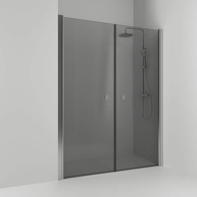 Svedbergs Skoga Dusjnisje Rett Dobbel Matt aluminium / 138cm / Røkfarget glass Svedbergs Dusjnisje SV-60211370
