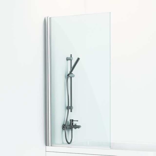 Svedbergs Skoga Rett Badekarvegg 80x141cm Krom / 80cm / Klart glass Svedbergs Badekarvegg SV-63000480