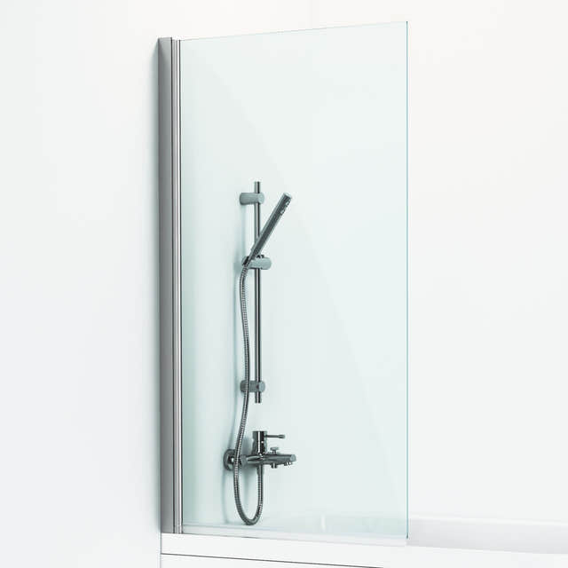Svedbergs Skoga Rett Badekarvegg 80x141cm Matt aluminium / 80cm / Klart glass Svedbergs Badekarvegg SV-63000380