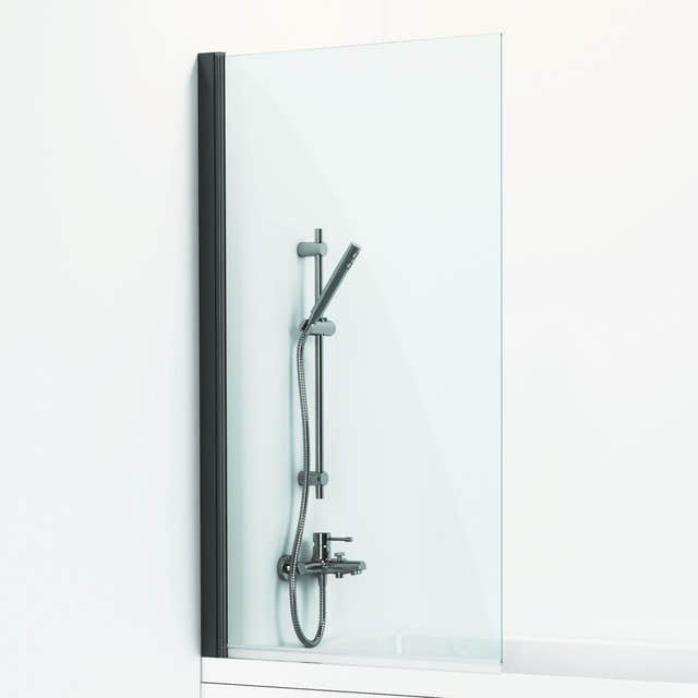 Svedbergs Skoga Rett Badekarvegg 80x141cm Svart matt / 80cm / Klart glass Svedbergs Badekarvegg SV-63000280