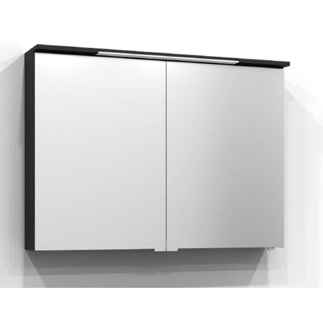 Svedbergs SKURU Speilskap med servantlys 100cm / Svart ask / Nei Svedbergs Speilskap SV-423100
