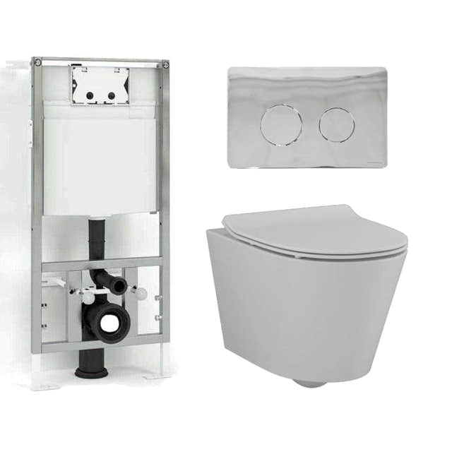Svedbergs Vege Rimless 3-i-1 Toalettpakke Hvit / Krom Svedbergs Toalettpakker BUN-SV90410KRO