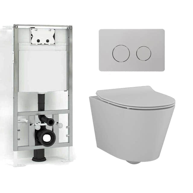 Svedbergs Vege Rimless 3-i-1 Toalettpakke Hvit / Matt krom Svedbergs Toalettpakker BUN-SV90410MAT