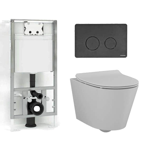 Svedbergs Vege Rimless 3-i-1 Toalettpakke Hvit / Svart matt Svedbergs Toalettpakker BUN-SV90410SVM