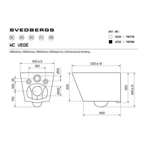 Svedbergs VEGE Rimless vegghengt toalett