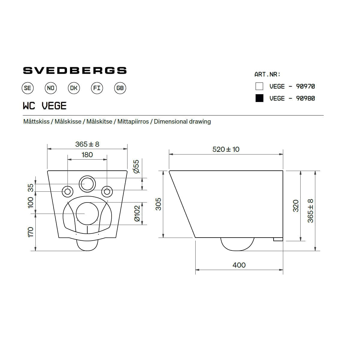Svedbergs Vege Rimless Vegghengt Toalett Svedbergs Vegghengt toalett