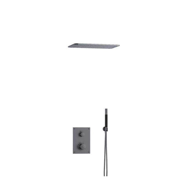 Tapwell BOX7268 ED2 Innfelt Takdusj Innbygging Brushed black chrome / 370x250mm Tapwell Blandebatteri innbygging TA-9425571