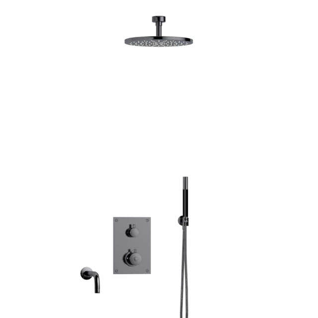 Tapwell BOX7368 Takdusj Innbygging Takmontert Black chrome / 85mm / Ø250mm Tapwell Dusjsett TA-9425123