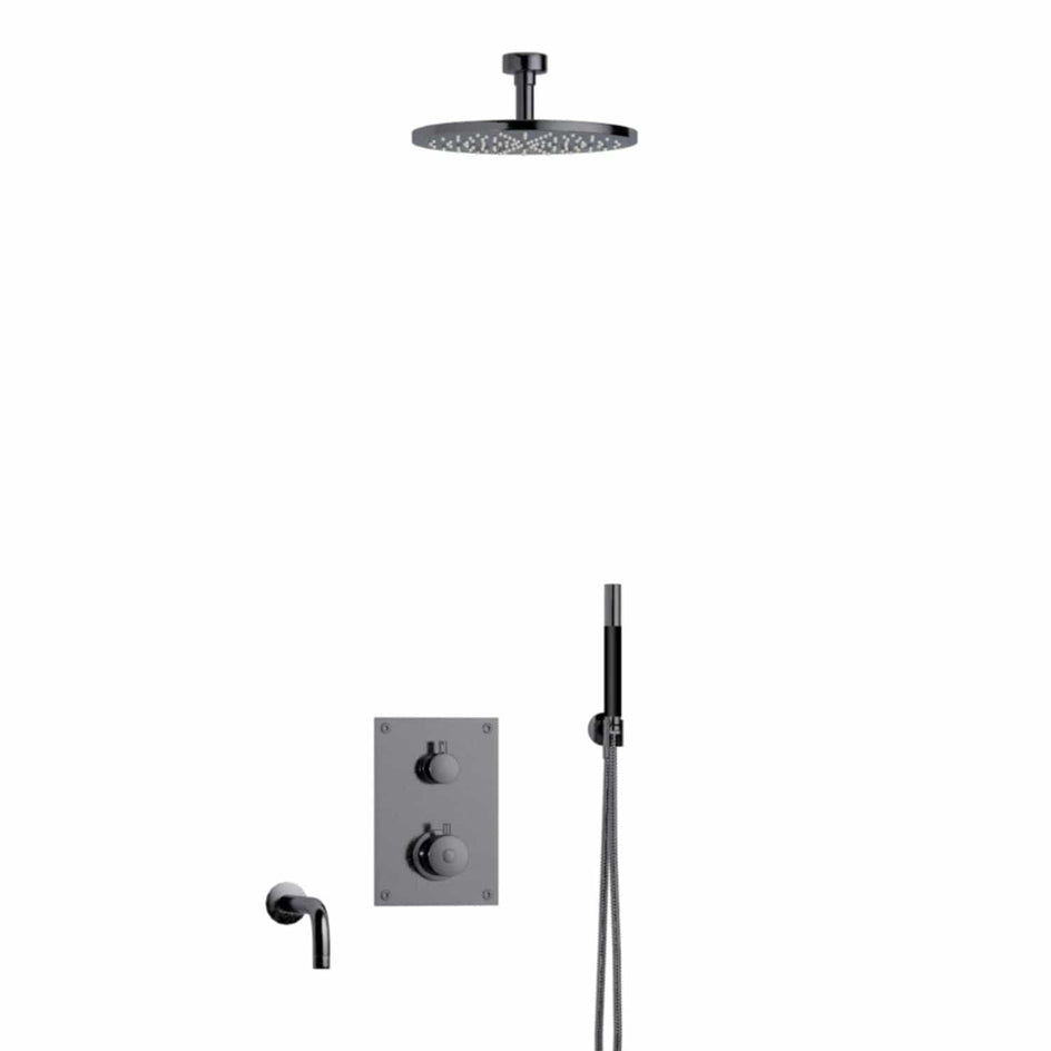 Tapwell BOX7368 Takdusj Innbygging - Takmontert Black chrome / 85mm / Ø250mm Tapwell Dusjsett TA-9425123