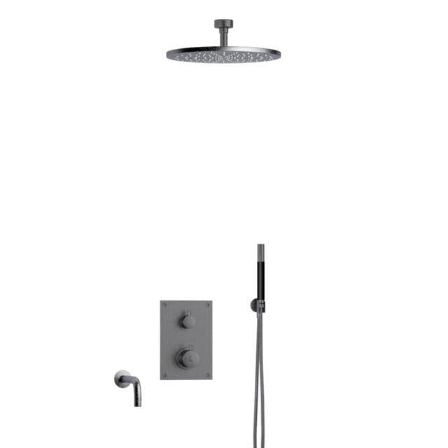 Tapwell BOX7368 Takdusj Innbygging Takmontert Brushed black chrome / 85mm / Ø300mm Tapwell Dusjsett TA-9426950