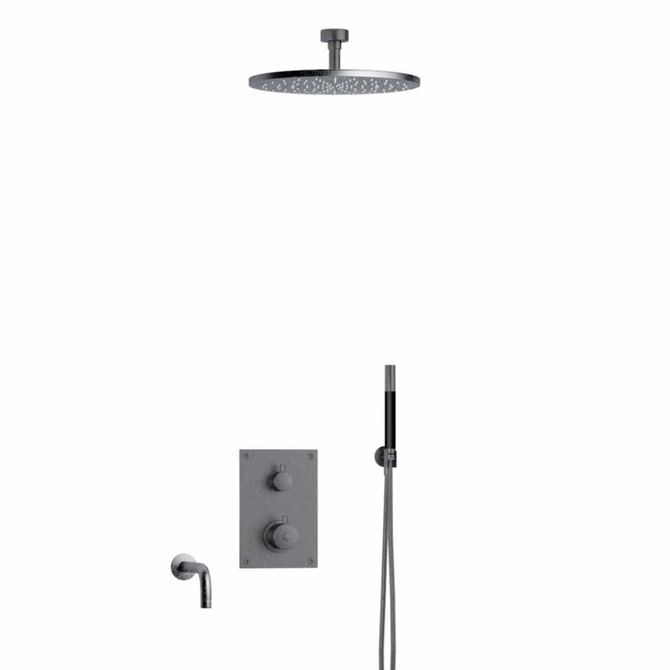 Tapwell BOX7368 Takdusj Innbygging - Takmontert Brushed black chrome / 85mm / Ø300mm Tapwell Dusjsett TA-9426950