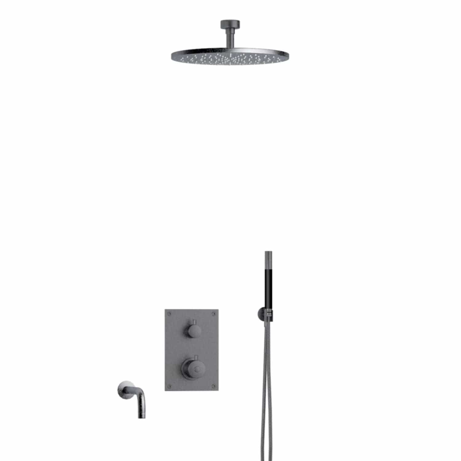 Tapwell BOX7368 Takdusj Innbygging - Takmontert Brushed black chrome / 85mm / Ø300mm Tapwell Dusjsett TA-9426950