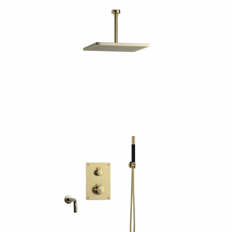 Tapwell BOX7368 Takdusj Innbygging - Takmontert Honey gold / 200mm / 300x300mm Tapwell Dusjsett TA-9425415