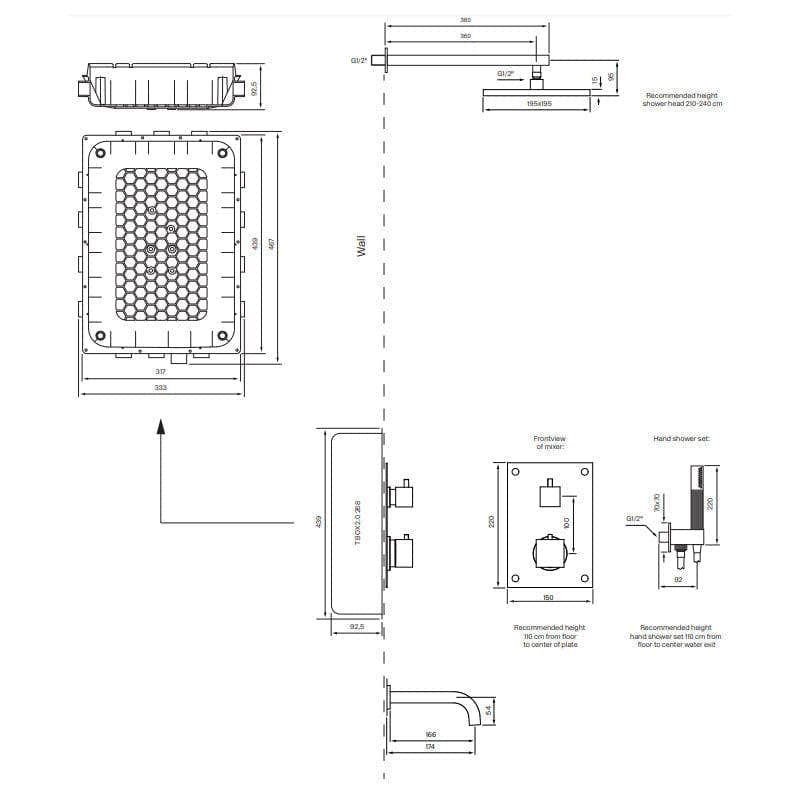 Tapwell BOX8368 SQUARE  ED2 Takdusj Innbygging Bad.no