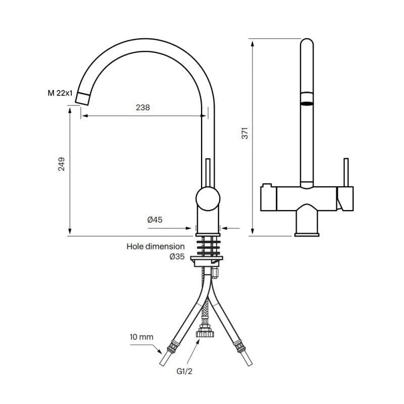 Tapwell SK184 CR Kjøkkenarmatur Avstengning Tapwell Kjøkkenarmatur TA-9423452