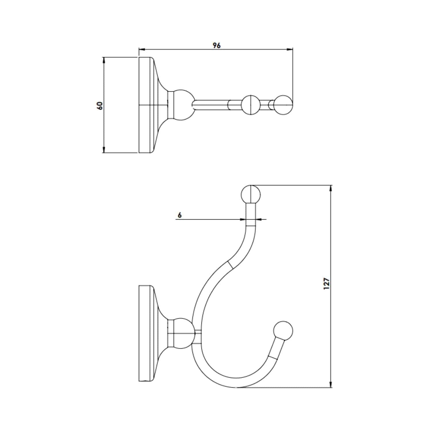 Tapwell TA243S Classic Håndklekrok Tapwell Knagger