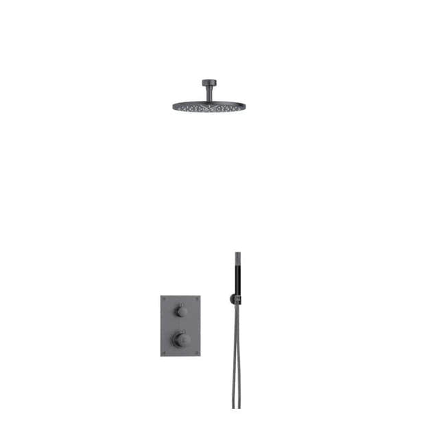 Tapwell Z079 Takdusj Innbygging - komplett Brushed black chrome / 85mm Tapwell Blandebatteri innbygging TA-9426922