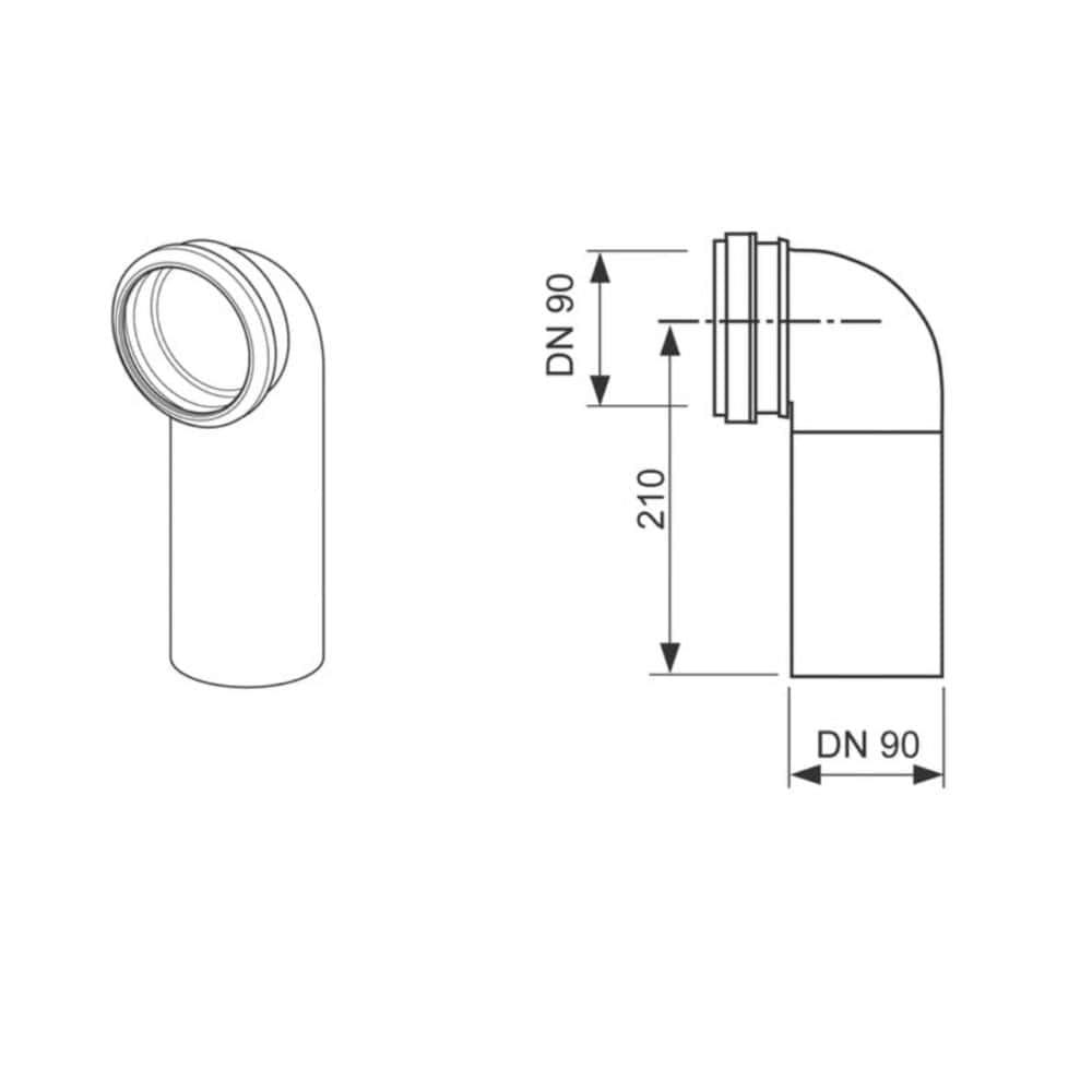 Tece Klosettbend 90° DN 90/90 PE-HD  sveisbar Tece Reservedel toalett TE-6122337