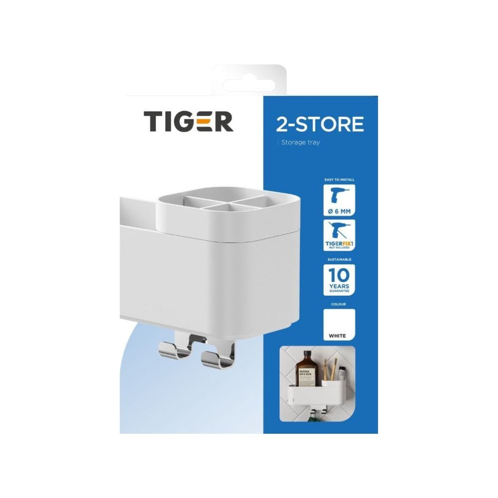 Tiger 2-Store Dusjkurv med Krok og Inndeler Tiger Dusjhylle