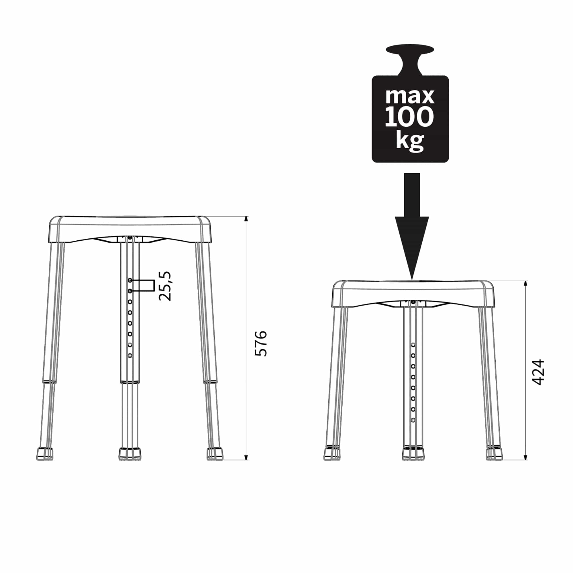 Tiger Libra dusjkrakk med justerbar høyde Hvit Tiger Baderomskrakk CO-T223001