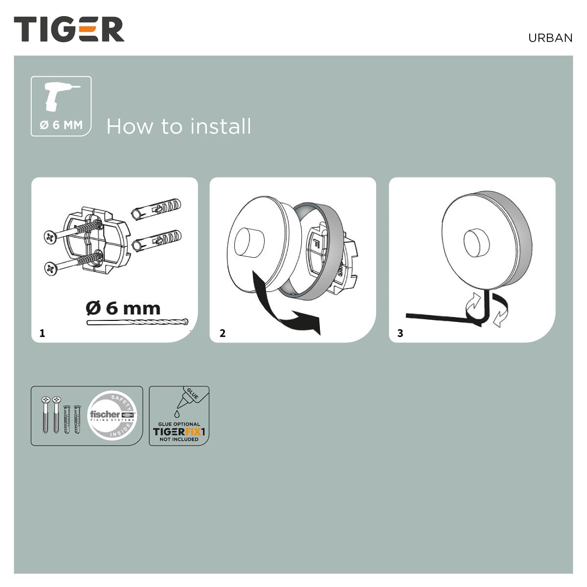 Tiger Urban toalettrullholder med lokk - kan limes Tiger Toalettrullholder