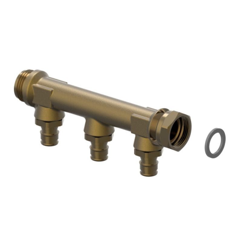 Uponor Aqua Plus Q&E DR Fordeler med Løpemutter - 3 uttak 3/4"x16mm Uponor Fordeler tappevann HEI-5110257