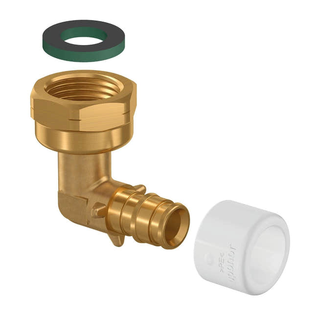 Uponor Q&E DR Albue med Løpemutter - Messing 18-3/4" Uponor Albue HEI-5110911