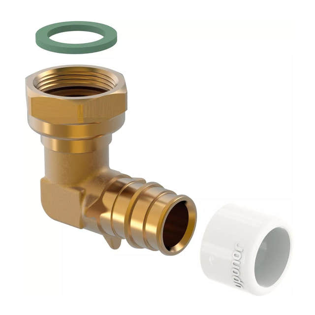 Uponor Q&E DR Albue med Løpemutter - Messing 22mm-3/4" Uponor Albue HEI-5110913