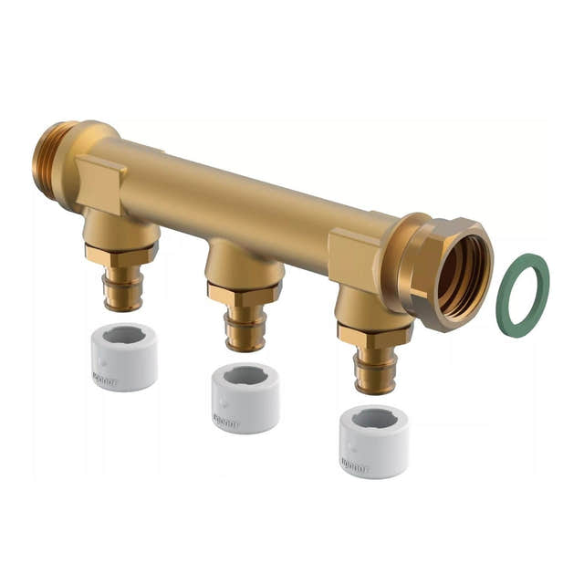 Uponor Q&E DR Fordeler med Løpemutter - 3 uttak 50mm Uponor Fordeler tappevann HEI-5111066