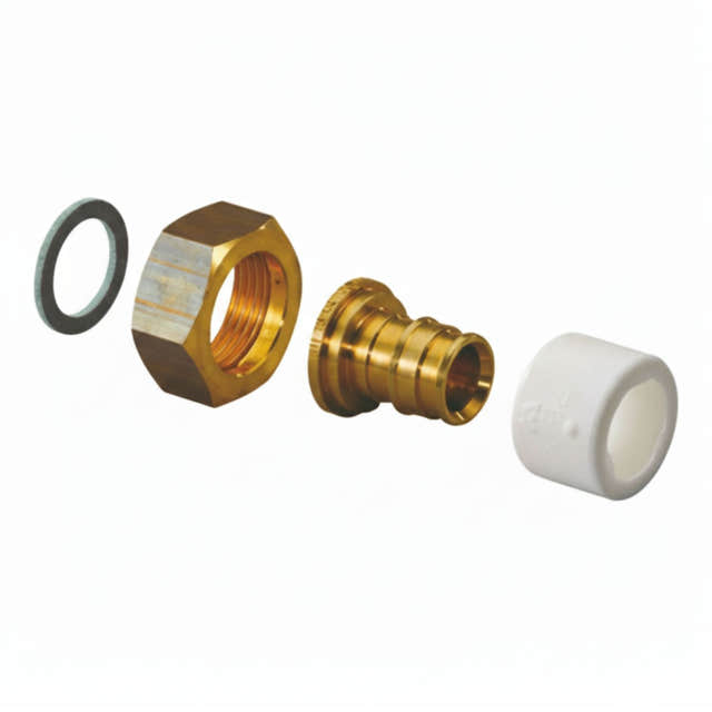 Uponor Q&E DR Rettnippel med Løpemutter 18-3/4" Uponor Rørdeler tappevann HEI-5111011