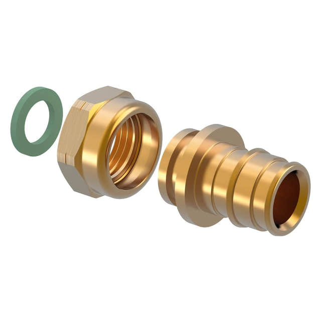 Uponor Q&E DR Rettnippel med Løpemutter 20mm-1/2" Uponor Rørdeler tappevann HEI-5111276