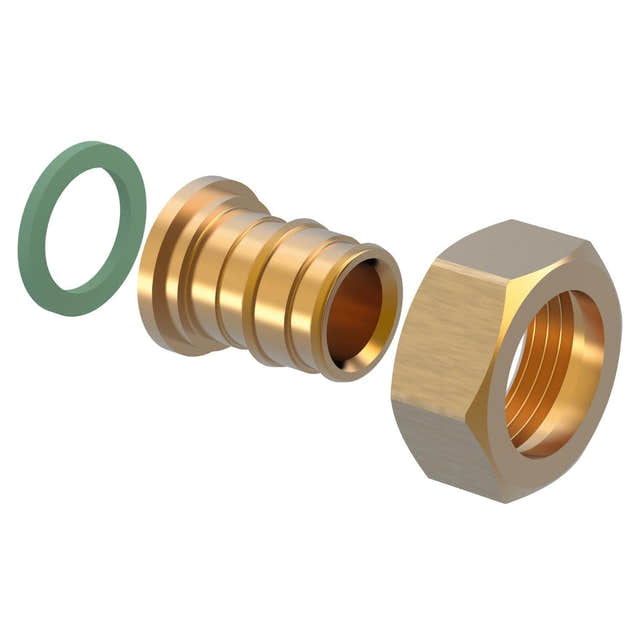 Uponor Q&E DR Rettnippel med Løpemutter 20mm-3/4" Uponor Rørdeler tappevann HEI-5111277
