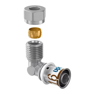 Uponor S-Press Plus 10CU Albue med Utvendig gjenge