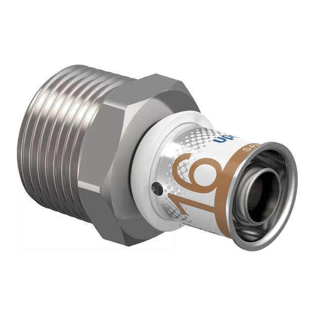 Uponor S-Press Plus Adapter med Utvendig gjenge 16mm-R3/4" Uponor Rør pressfitting HEI-5114428