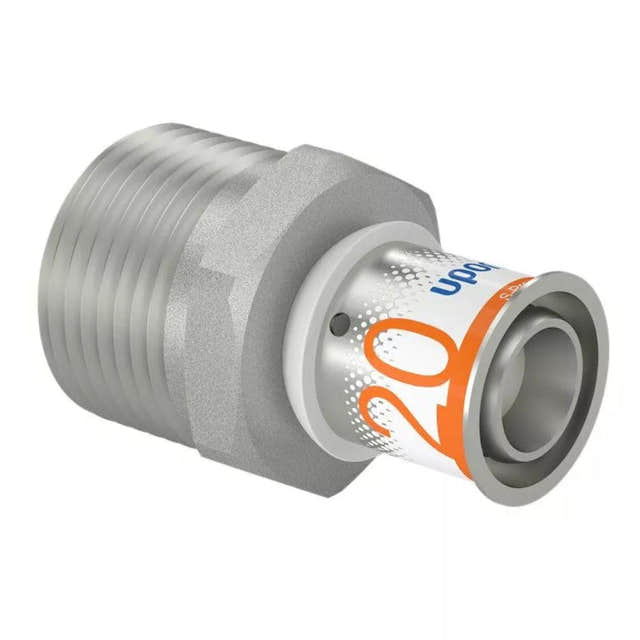 Uponor S-Press Plus Adapter med Utvendig gjenge 20mm-R1" Uponor Rør pressfitting HEI-5114432