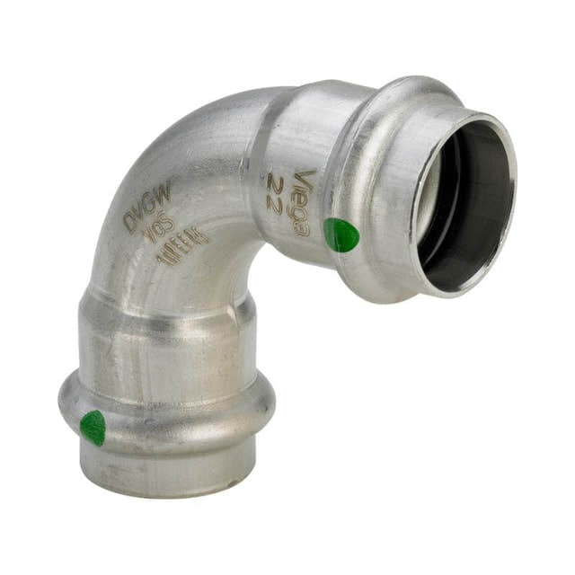 Viega Sanpress Inox Bend pressfitting med 2 muffe 15mm / 90° Viega Bend pressfitting GRO-5043807