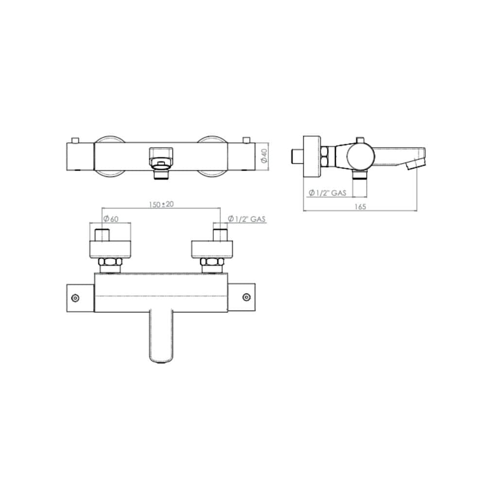 Vigour One Termostat Badebatteri Krom Vigour Dusjbatteri GRO-4358504