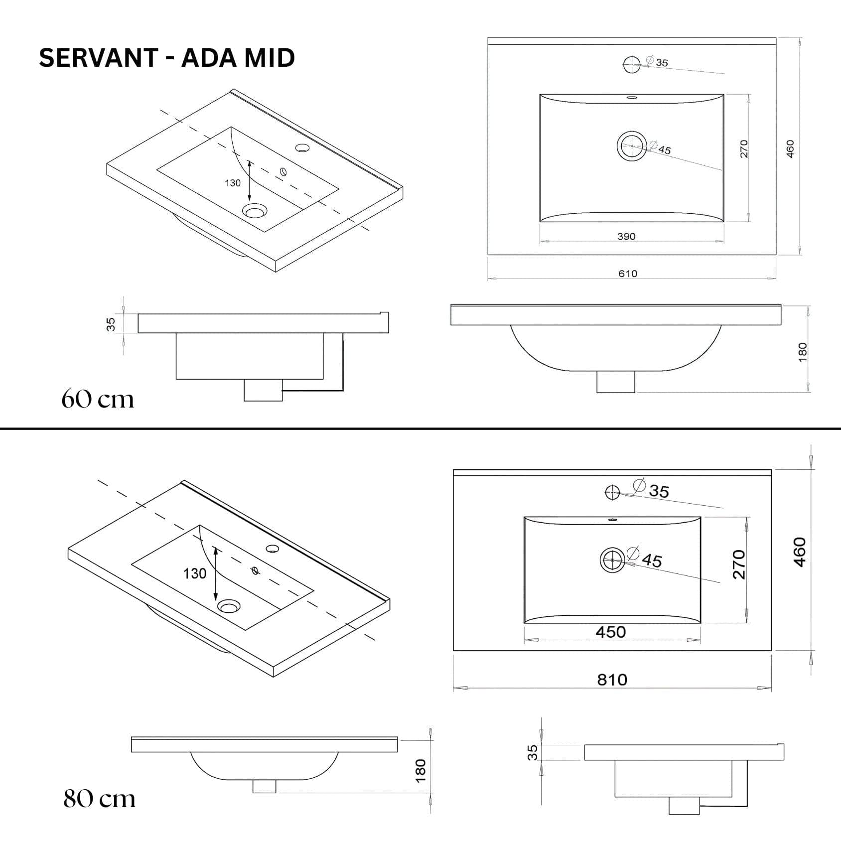 VikingBad ADA D46 Møbelservant B60-120cm VikingBad Møbelservant