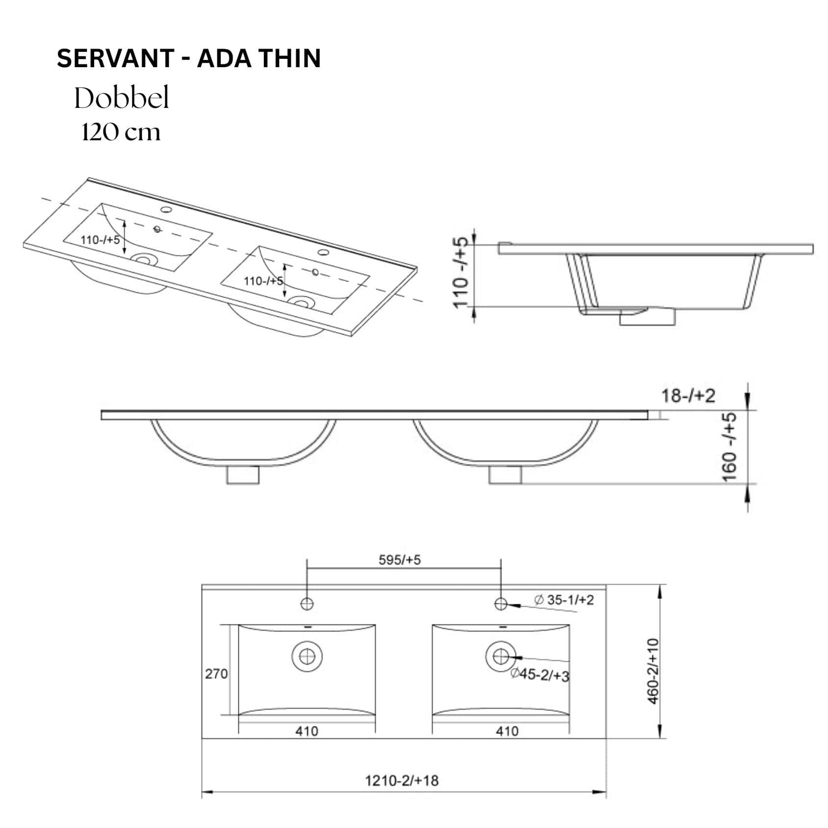 VikingBad ADA D46 Møbelservant B60-120cm VikingBad Møbelservant
