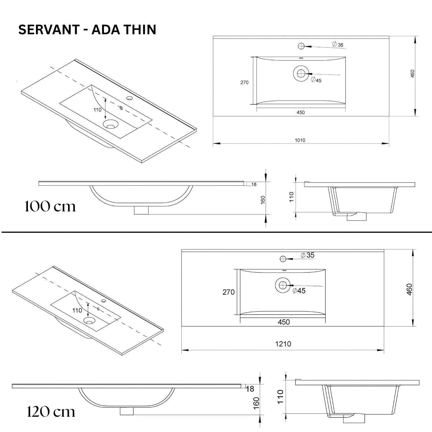 VikingBad ADA D46 Møbelservant B60-120cm VikingBad Møbelservant