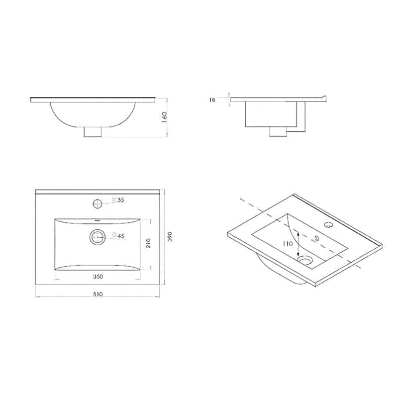 VikingBad ELI 50 SLIM Servantskap med BEA servant Hvit matt / 50cm VikingBad Servantskap VB-116536