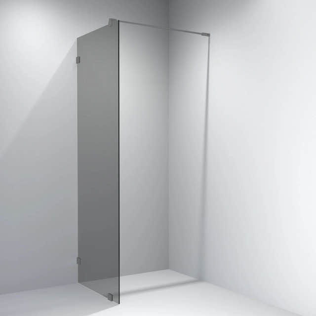 Vikingbad Emil Glassfelt - Farget glass Børstet grå / 90cm / Sotet glass VikingBad Dusjvegg VB-118763