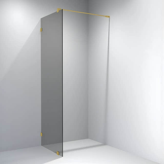 Vikingbad Emil Glassfelt - Farget glass Børstet messing / 90cm / Sotet glass VikingBad Dusjvegg VB-118765