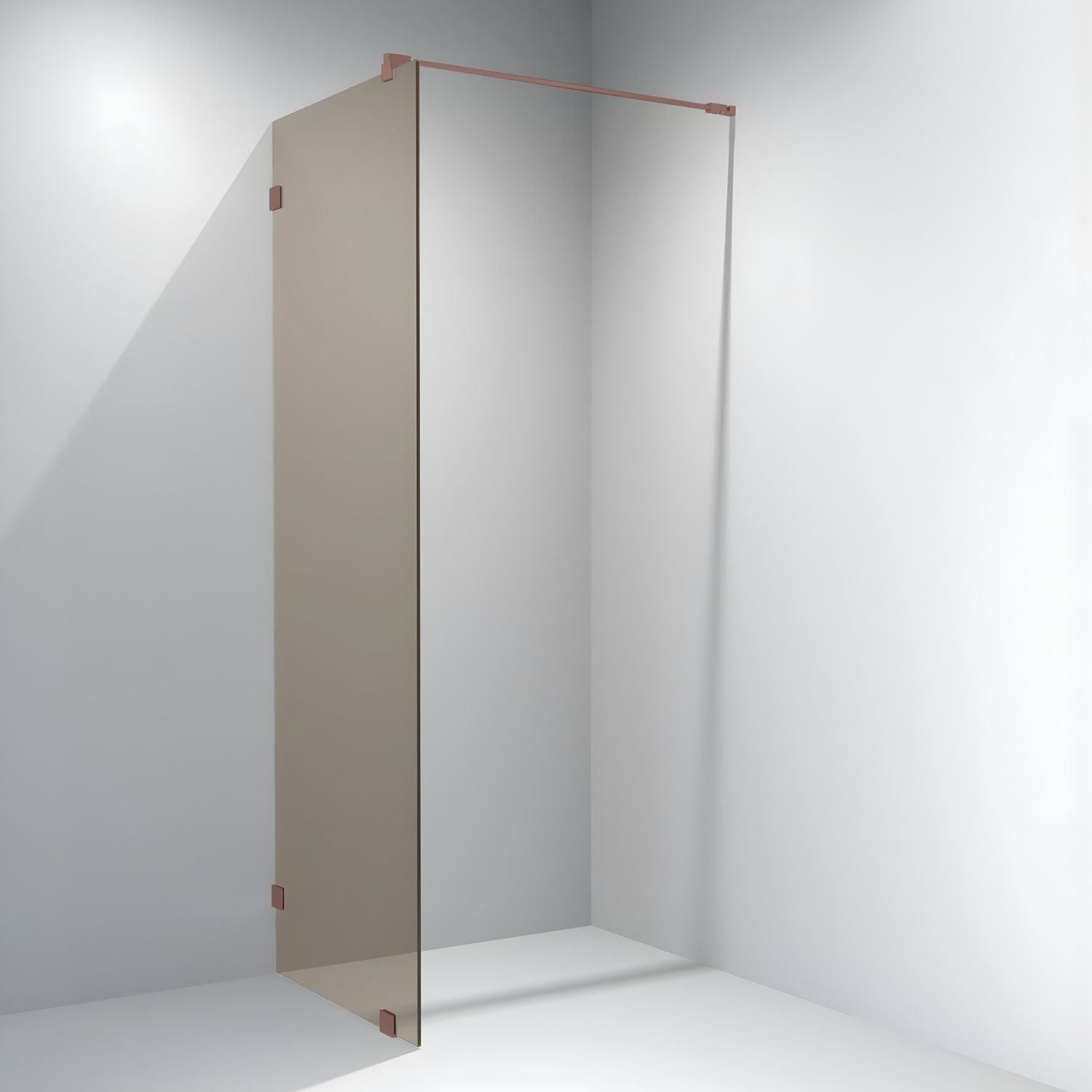 Vikingbad Emil Glassfelt - Farget glass Børstet rosegull / 90cm / Bronse glass VikingBad Dusjvegg VB-118761