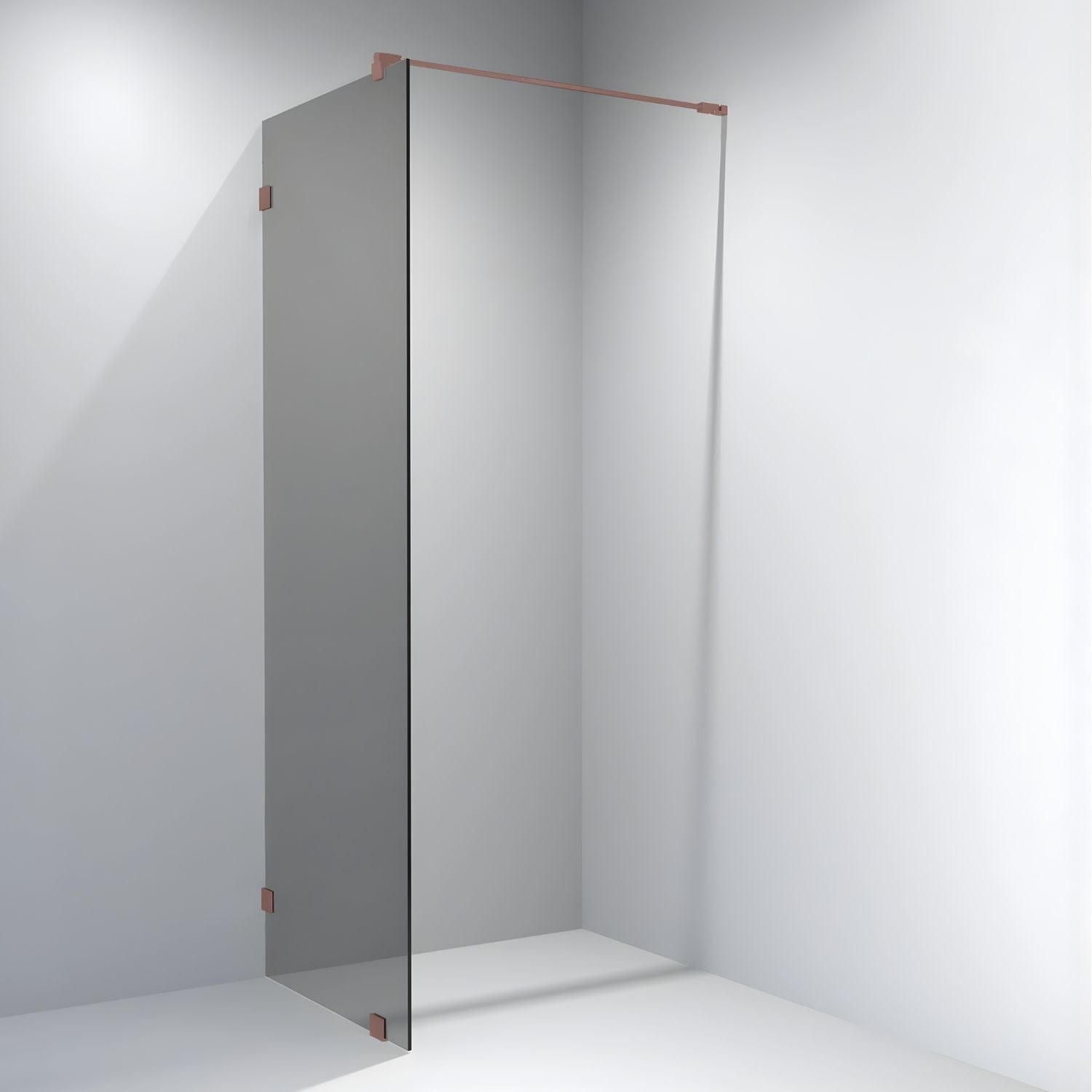 Vikingbad Emil Glassfelt - Farget glass Børstet rosegull / 90cm / Sotet glass VikingBad Dusjvegg VB-118764