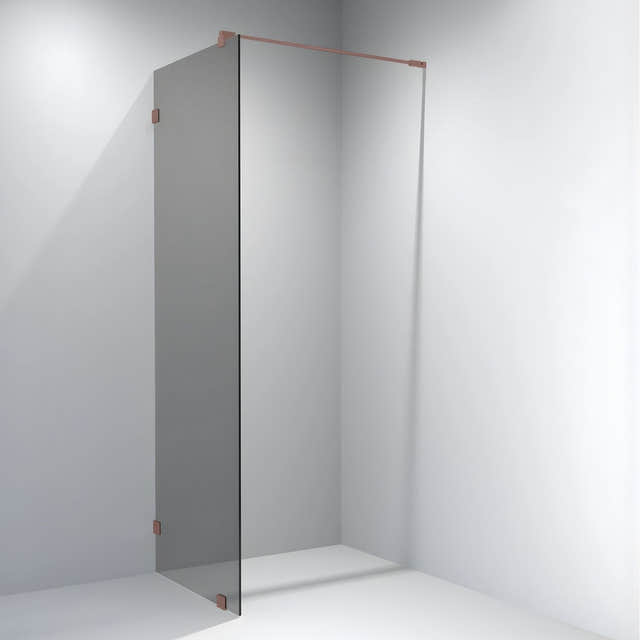Vikingbad Emil Glassfelt - Farget glass Børstet rosegull / 90cm / Sotet glass VikingBad Dusjvegg VB-118764