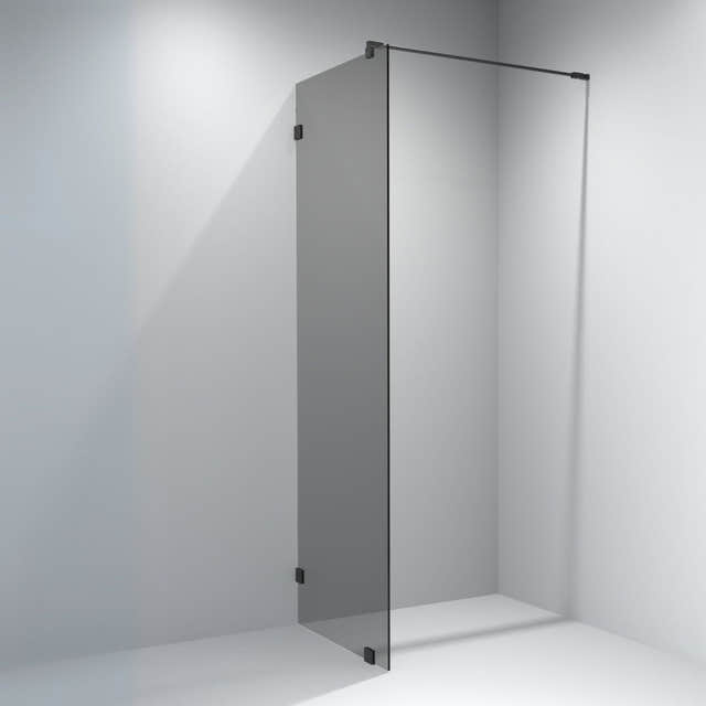 VikingBad Emil Glassfelt - Farget glass Svart / 100cm / Sotet glass VikingBad Dusjvegg VB-117885