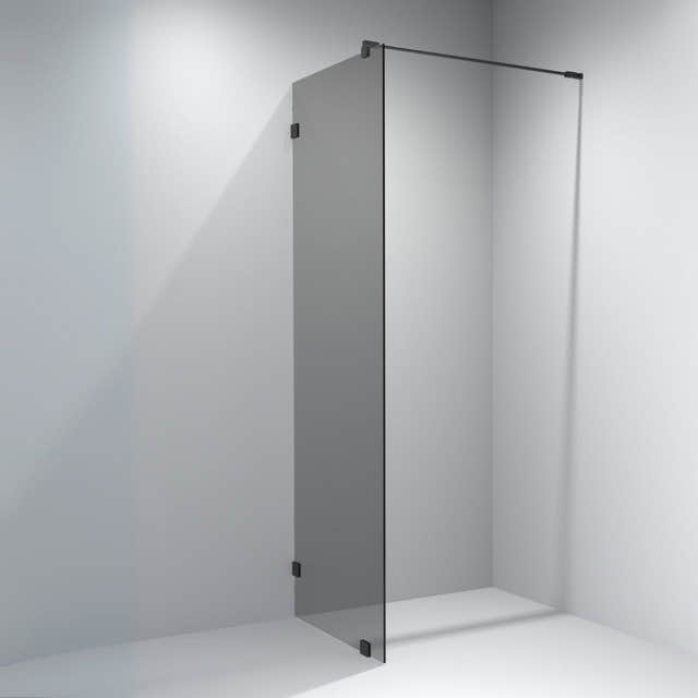 VikingBad Emil Glassfelt - Farget glass Svart / 120cm / Sotet glass VikingBad Dusjvegg VB-117888