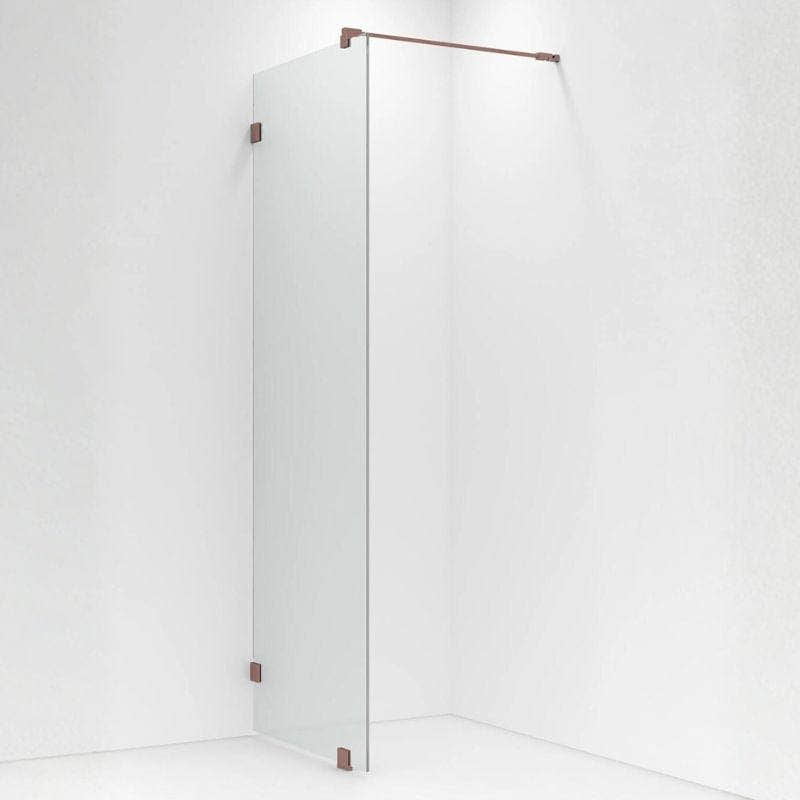 VikingBad Emil Glassfelt H200cm inkl. støttestag, veggfeste og gulvfeste Børstet rosègull / 70cm / Klart glass VikingBad Dusjvegg VB-118755