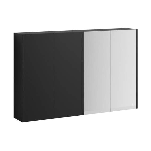 VikingBad Fay Dobbel Veggskap 2/4 Speil Svart matt VikingBad Sideskap bad VB-119194